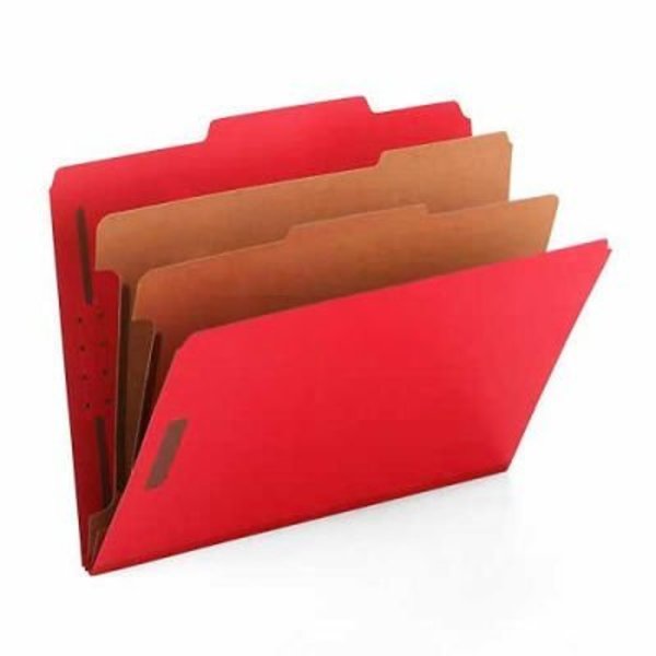 Smead Smead Pressboard Classification Folders, Letter, Six-Section, Bright Red, 10/Box 14031
